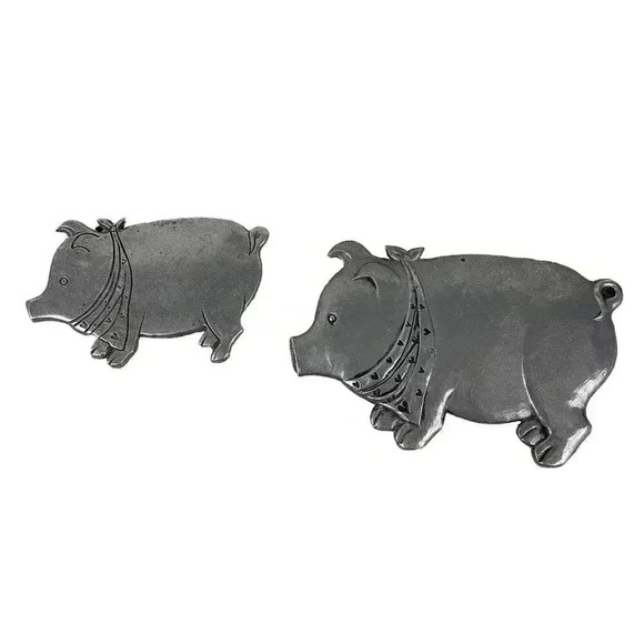 VTG Pewter Pig Trivet and Wall Decor Kitchen - Picture 1 of 14